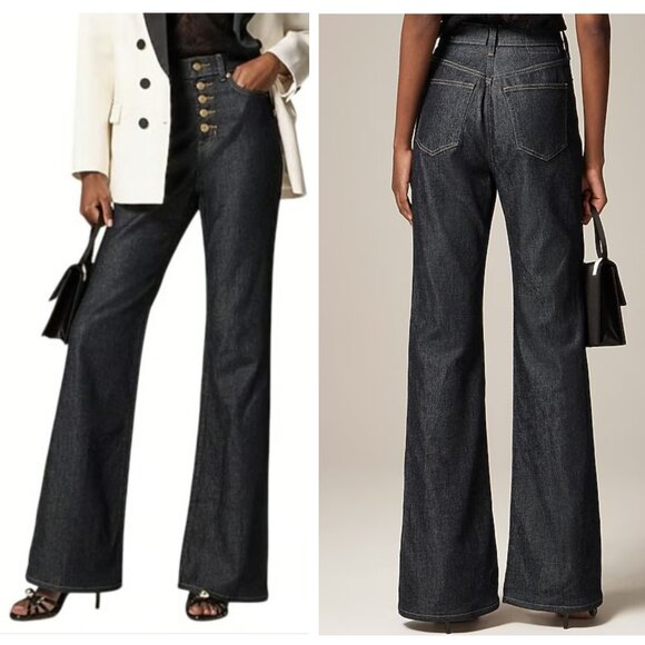 NWOT J Crew Jeans 31 Petite RE-96-IDG '96 Flare High Rise Button Fly Dark Wash - Picture 2 of 12